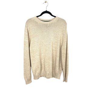 St. John's Bay Neutral Tan Knit Crewneck Sweater 100% Cotton size large